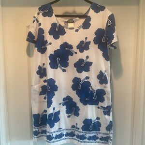 I. G. Sport Blue hibiscus floral Tunic Dress XL